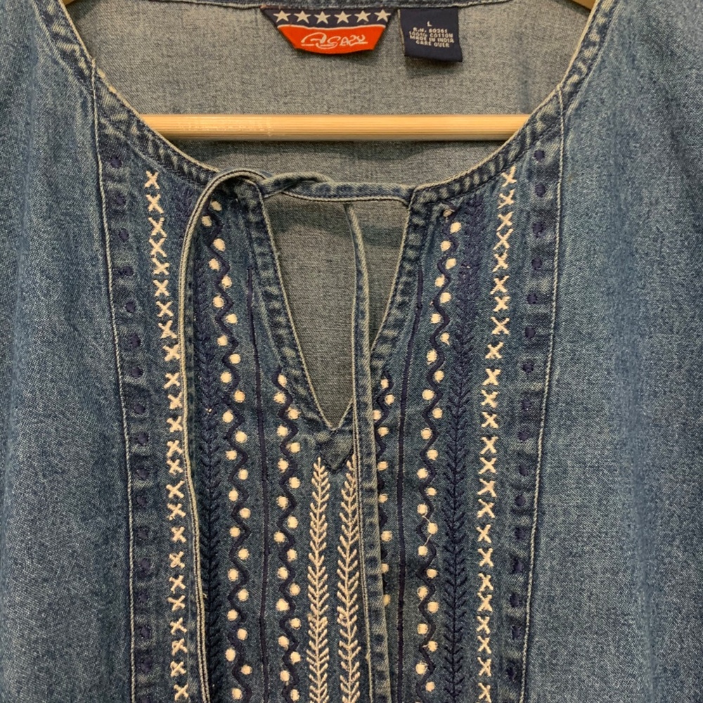 Embroidered Denim Top